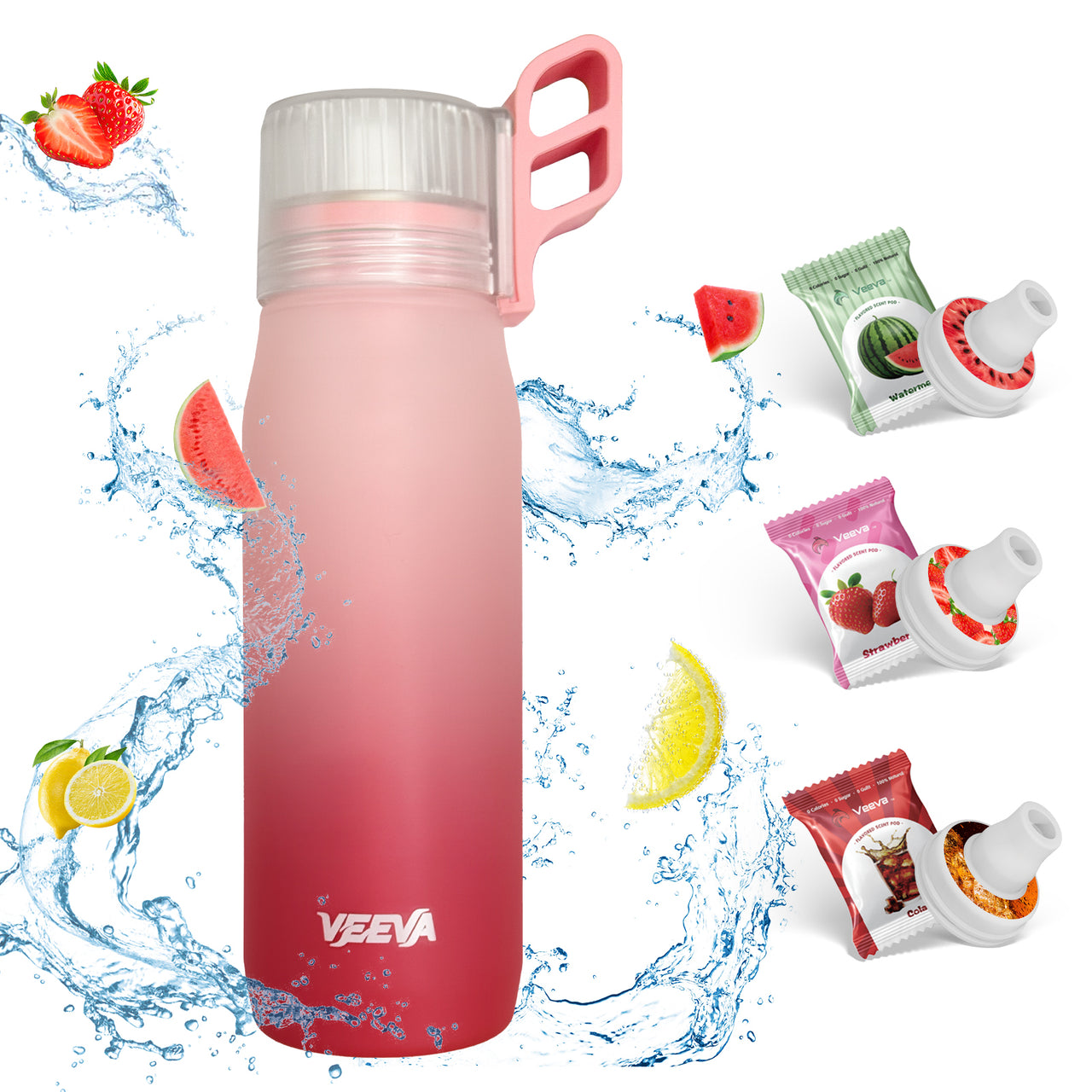 VEEVA® Scented 22oz Water Bottle with 3 Aroma Pods & Straw