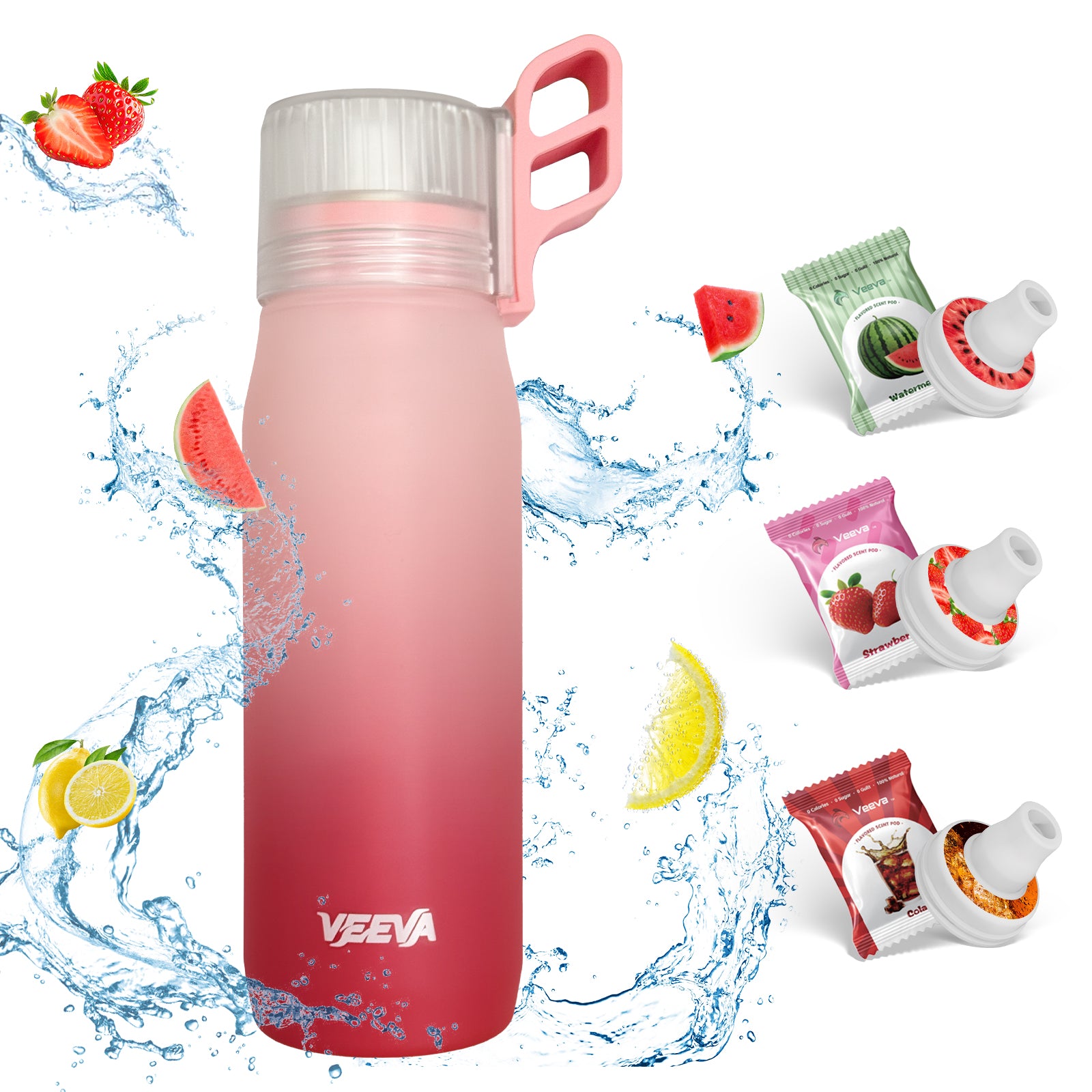 VEEVA® Scented 22oz Water Bottle with 3 Aroma Pods & Straw