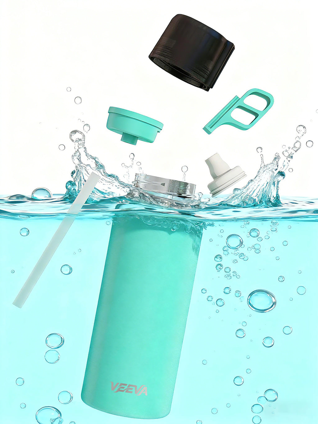 VEEVA Scented Water Bottle (32 oz) with 3 Aroma Pods + Straw