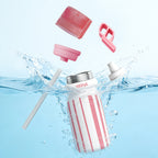 VEEVA® 16oz Candy Stripe Pink Scented Thermos Bottle with 3 Aroma Pods & Straw