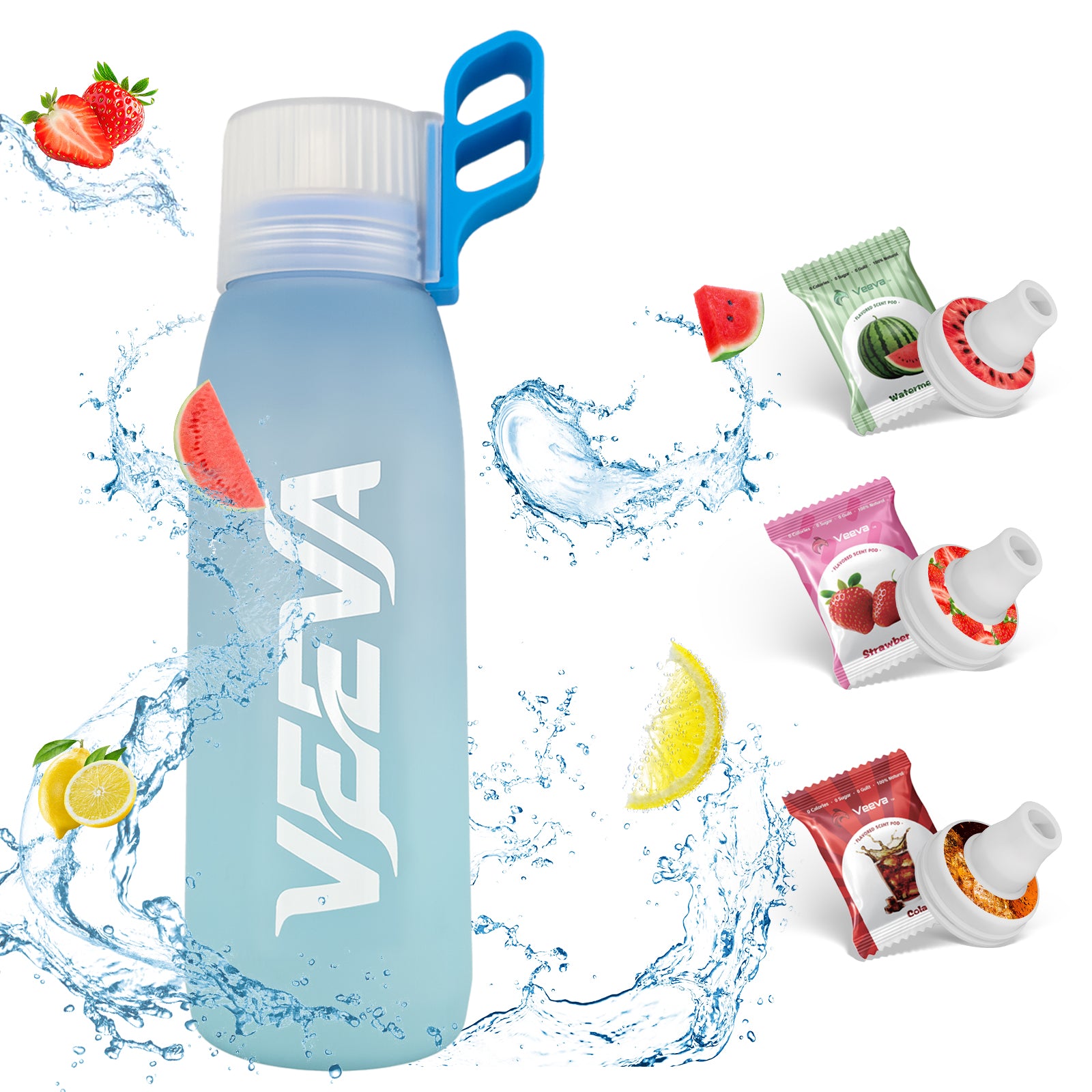 VEEVA® Scented 34oz Water Bottle with 3 Aroma Pods & Straw