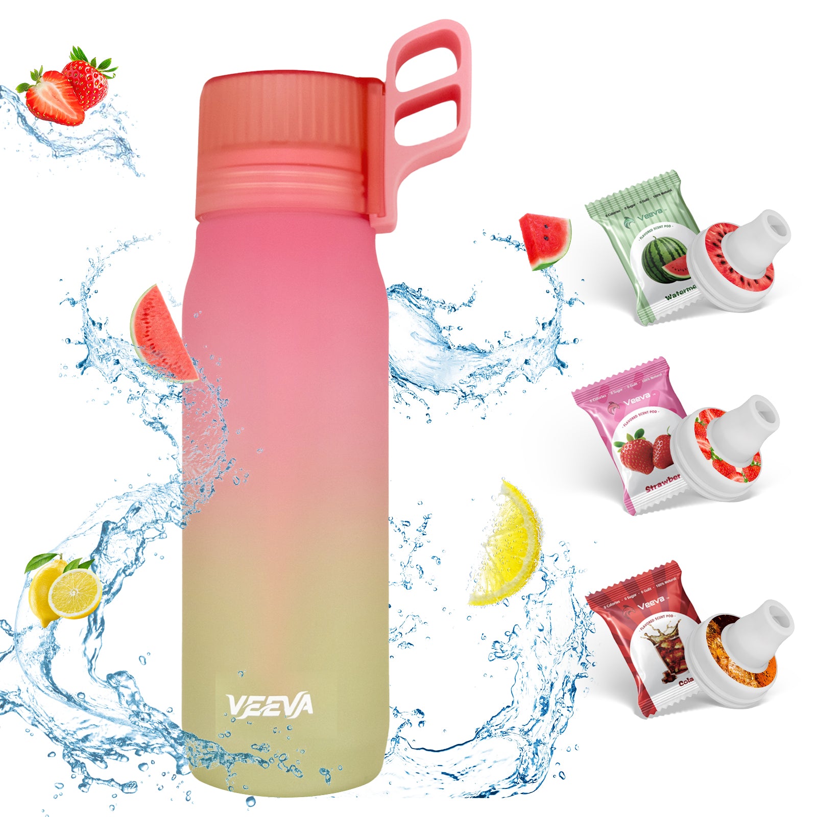 VEEVA® Scented 22oz Water Bottle with 3 Aroma Pods & Straw
