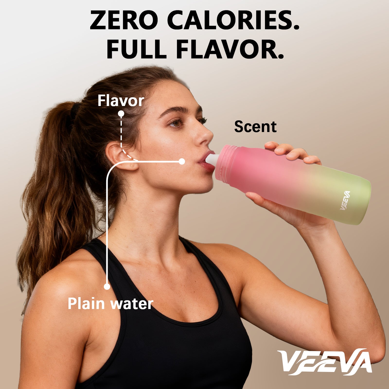 VEEVA® Scented 22oz Water Bottle with 3 Aroma Pods & Straw