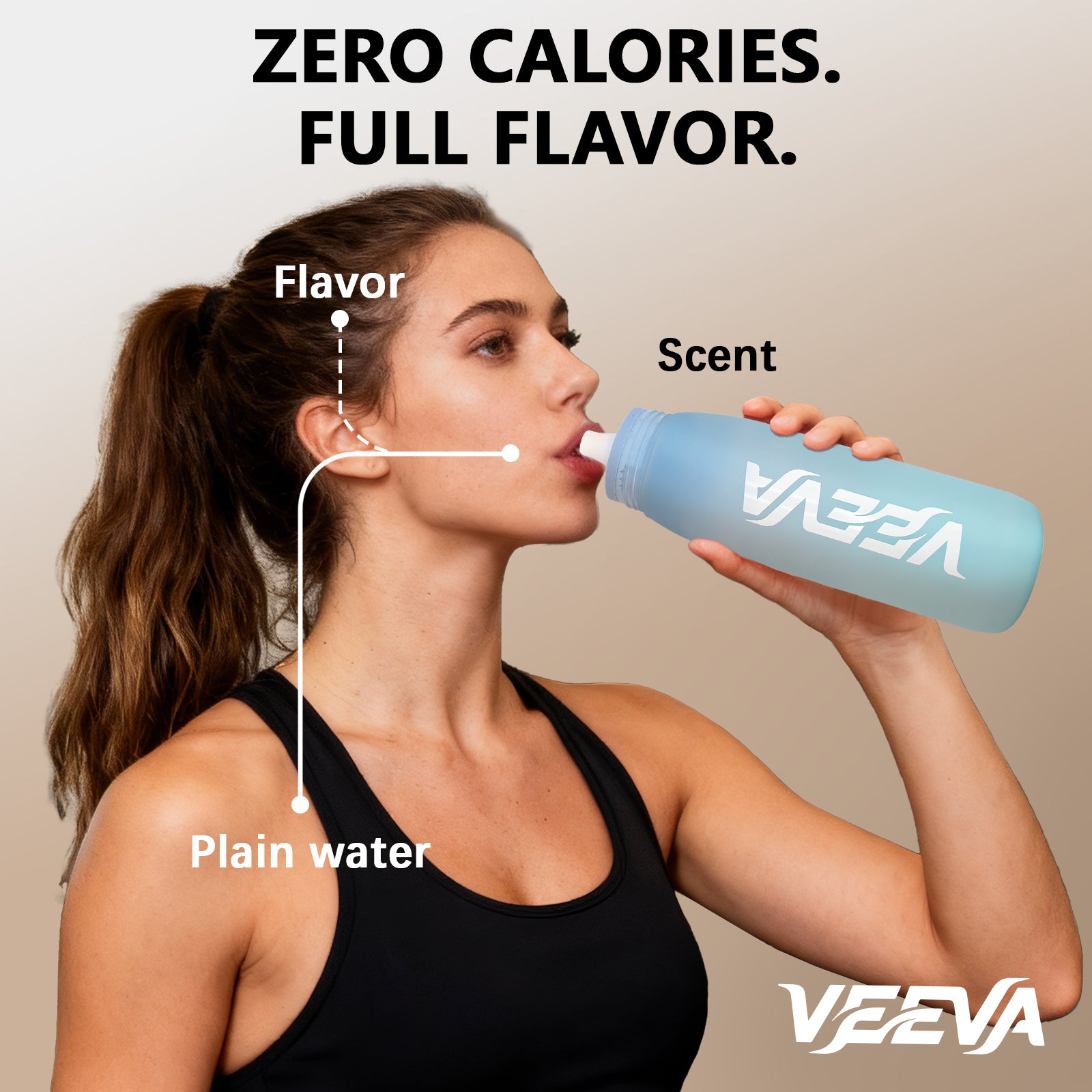 VEEVA® Scented 34oz Water Bottle with 3 Aroma Pods & Straw