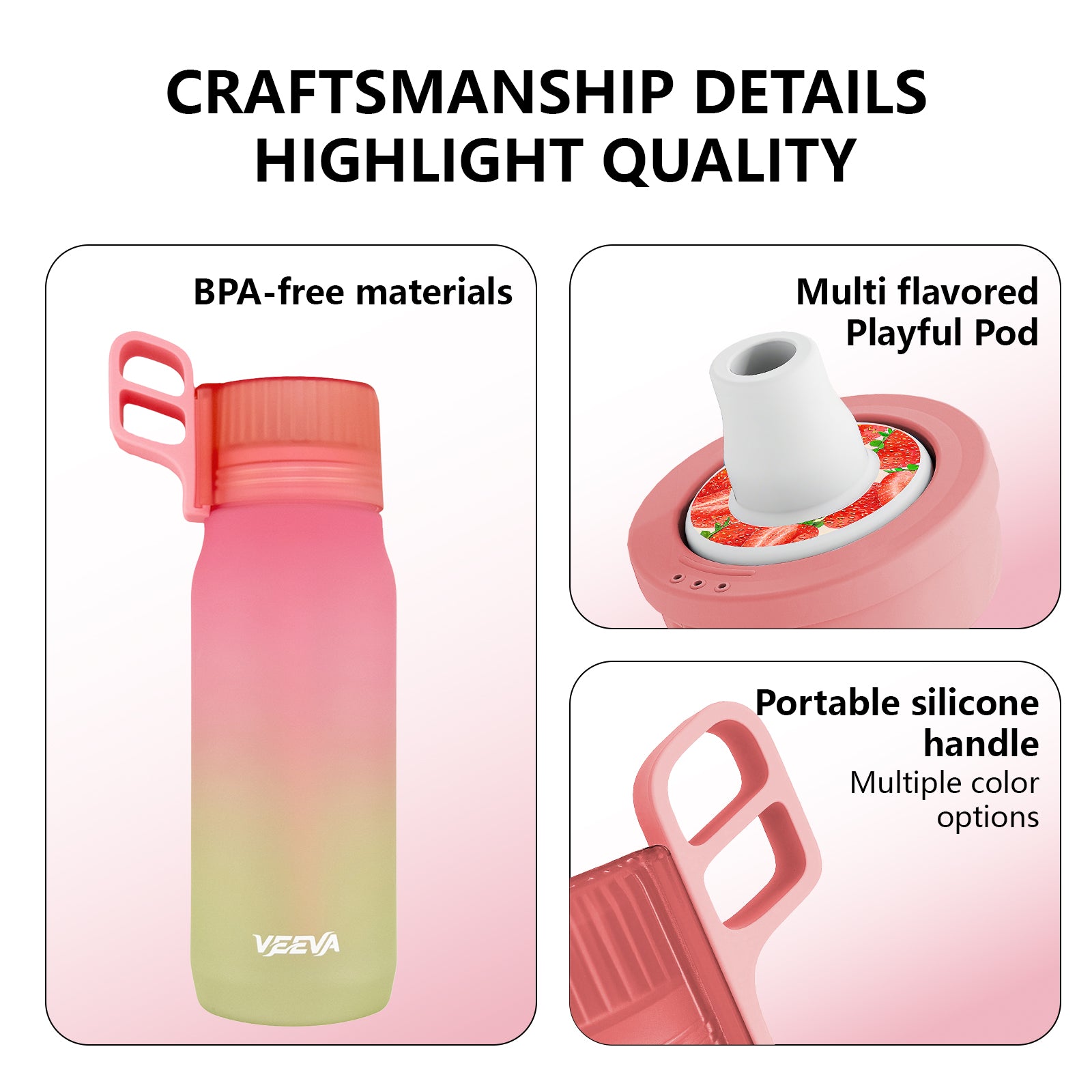 VEEVA® Scented 22oz Water Bottle with 3 Aroma Pods & Straw