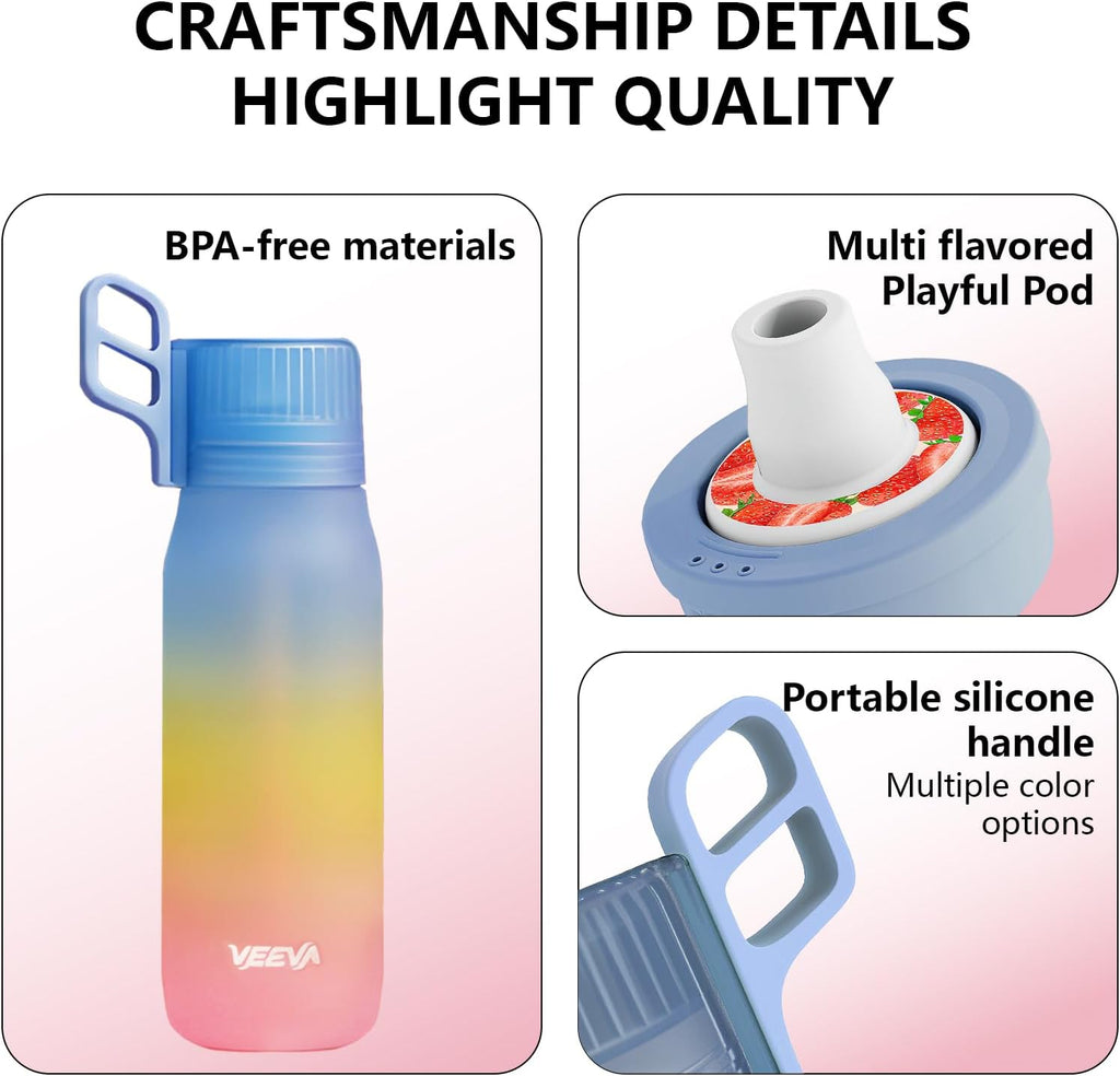VEEVA® Scented 22oz Water Bottle with 3 Aroma Pods & Straw