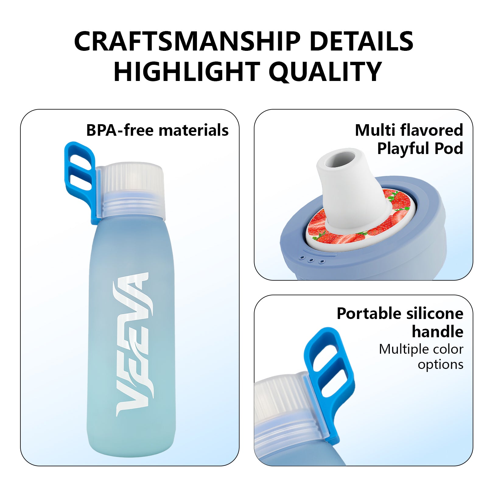 VEEVA® Scented 34oz Water Bottle with 3 Aroma Pods & Straw