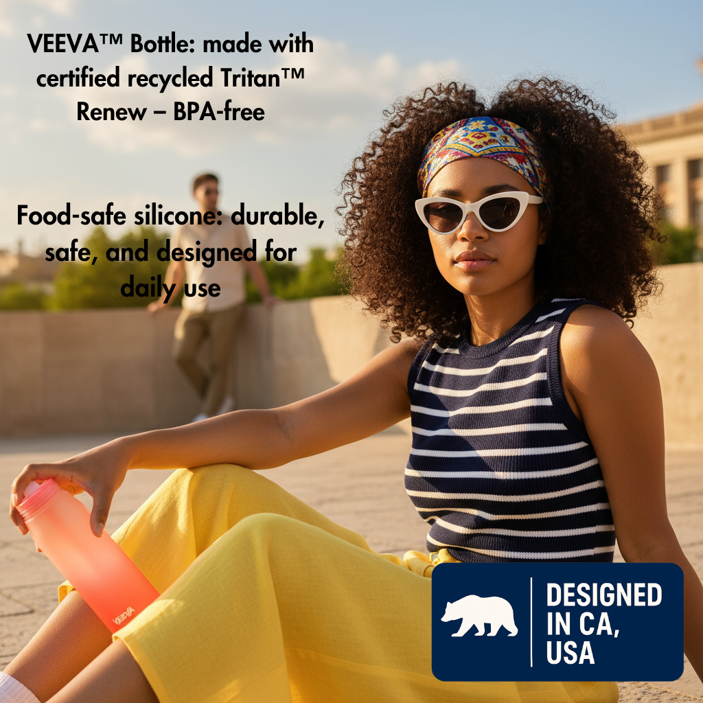VEEVA Scented Water Bottle (22oz) with 3 aroma pods + straw. Leak-proof, BPA-free, works with carbonation. Perfect for school, gym, sports & daily use. Zero sugar, zero calories, fun hydration for all
