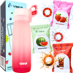 VEEVA Scented Water Bottle (22oz) with 3 aroma pods + straw. Leak-proof, BPA-free, works with carbonation. Perfect for school, gym, sports & daily use. Zero sugar, zero calories, fun hydration for all