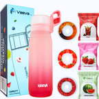 VEEVA Scented Water Bottle (22oz) with 3 aroma pods + straw. Leak-proof, BPA-free, works with carbonation. Perfect for school, gym, sports & daily use. Zero sugar, zero calories, fun hydration for all